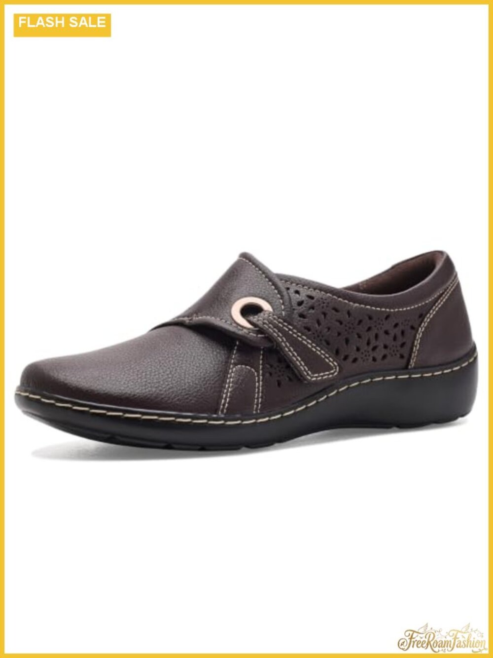 Perforated Leather Loafers with Adjustable Strap and Comfort Footbed